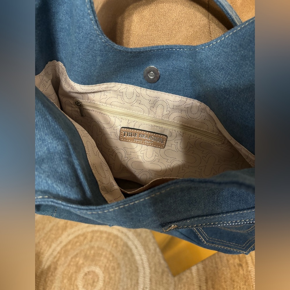 NWT | True Religion Denim Tote Bag - Light Blue with Silver Hardware - Picture 4 of 6